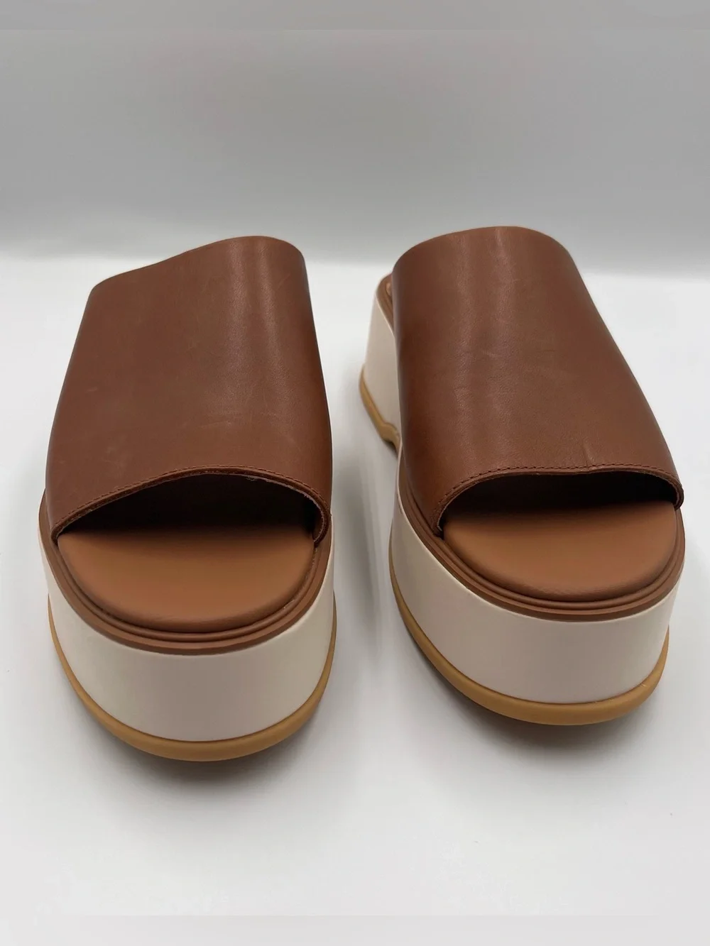 SOREL Dayspring Brown Leather Platform Slide Sandals Size 9